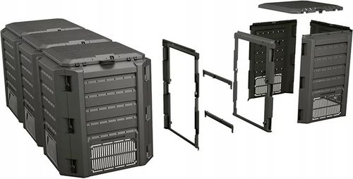 KOMPOSTOWNIK OGRODOWY DOMOWY 1200 l Prosperplast Modułowy Duży Trzykomorowy na Arena.pl