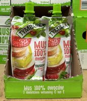 Tymbark Mus 100% owoców truskawka-jabłko 120g - karton
