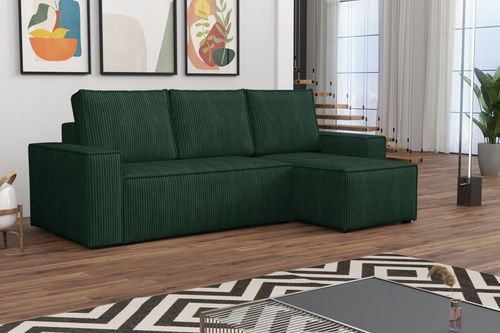 Narożnik Rozkładany BERGAMO Sztruks Rogówka z Funkcją Spania Pościel na Arena.pl