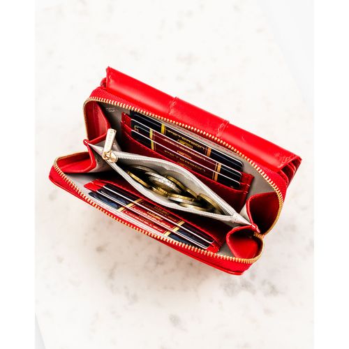 czerwony, poziomy portfel damski wykonany ze skóry ekologicznej - peterson na Arena.pl