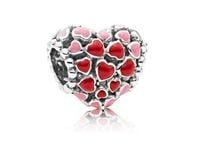 Rodowany srebrny charms do pandora kolorowe serce serduszko heart srebro 925 QS0080