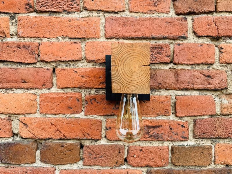 Kinkiet drewniany lampa loft scienna z włącznikiem zdjęcie 4