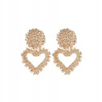 KOLCZYKI GEOMETRYCZNE METALOWE SERCA ZŁOTE