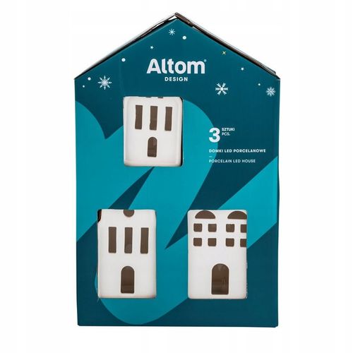 Ozdoby świąteczne Domki Led 3 szt świeczniki Altom Design Prezent Mikołajki na Arena.pl