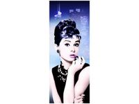 OBRAZ USTA AUDREY HEPBURN PANORAMA MIASTA NIEBIESKI