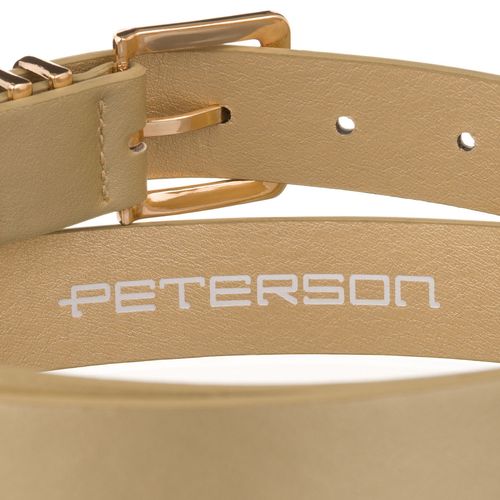 beżowy, wąski pasek damski ze skóry ekologicznej  peterson 95 na Arena.pl