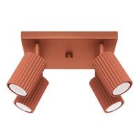 Lampa sufitowa nowoczesna czerwona kwadratowa 4 reflektory karbowane Sollux
