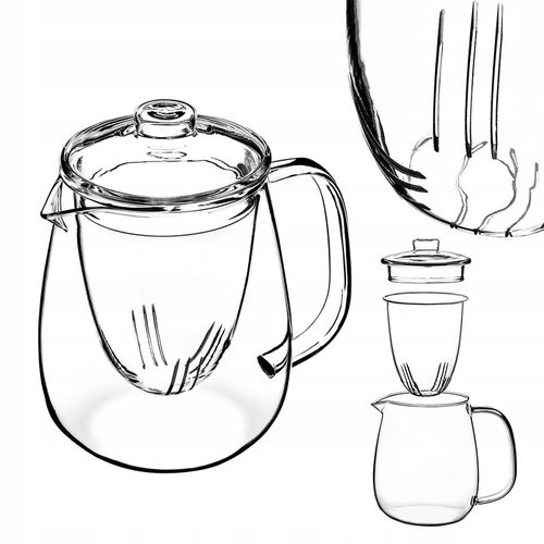 DZBANEK SZKLANY DO HERBATY 600ml WKŁAD Z ZAPARZACZEM ZAPARZACZ ZIÓŁ na Arena.pl