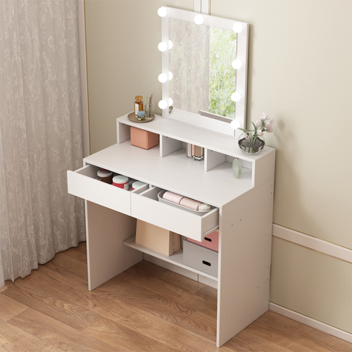 TOALETKA DO MAKIJAŻU WIZAŻU KOSMETYCZNA Z LUSTREM LED NOWOCZESNA 80 CM LOFT na Arena.pl