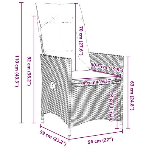Zestaw do jadalni w ogrodzie 3 pcs Szary polirattan na Arena.pl