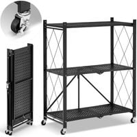 Regał HIGHER metalowy magazynowy składany na kółkach czarny 3 półki loftowy