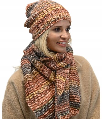 Wełniany Komplet Kobiecy na Zimę Gruby Ciepły Wz4 na Arena.pl