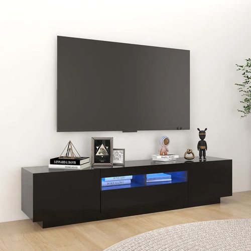 Szafka pod TV z oświetleniem LED, czarna, 180x35x40 cm na Arena.pl