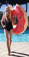 Duże Koło Dmuchane Donut Różowy 120Cm Materac Do Wody Pływania Na Basen Xxl