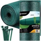 Siatka cieniująca 63% osłonowa 1,5x10 m zielona 50 szt. opasek zaciskowych