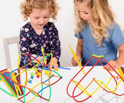 Klocki Konstrukcyjne Słomki Patyczki do Budowania Zestaw XL 800 elementów na Arena.pl