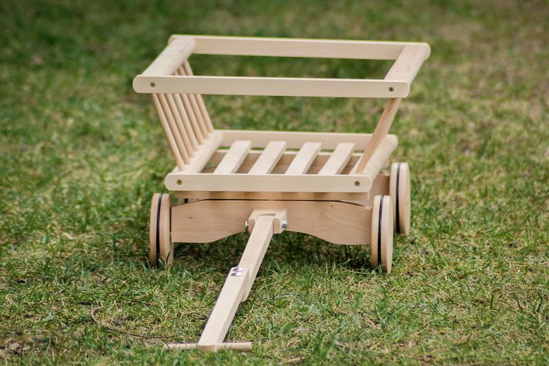 Duży, drewniany wózek drabiniasty - gumowane koła zdjęcie 9