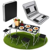 STOLIK TURYSTYCZNY BIWAKOWY STÓŁ SKŁADANY ZESTAW OGRODOWY 4 KRZESEŁKA 5W1