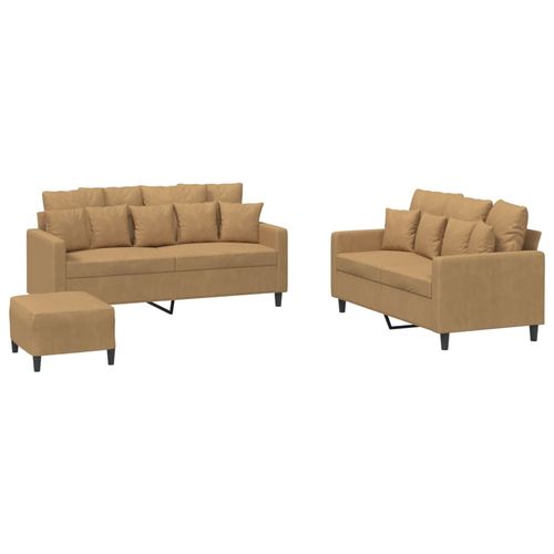 3-częściowy komplet wypoczynkowy, obity aksamitem, brązowy na Arena.pl