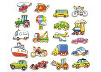 Magnesy drewniane kolorowe pojazdy