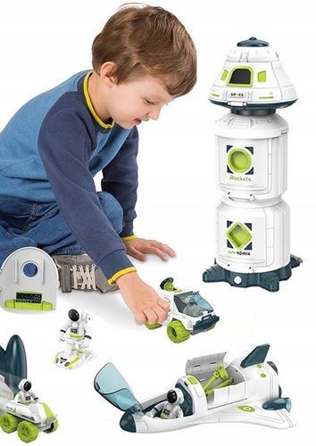 Zestaw Stacja Kosmiczna Wahadłowiec Łazik Figurki Astronautów dla dzieci 3+ na Arena.pl