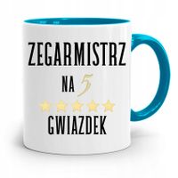 Kubek Błękitny Dla Zegarmistrza Na Pięć Gwiazdek Z Nadrukiem Ze Zdjęciem