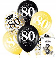 ZESTAW BALONÓW Z KONFETTI NA 80 URODZINY JUBILUSZOWE DEKORACJA URODZINOWA