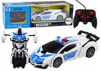 Samochód R/C Policyjny 2w1 Auto Robot Dźwięki Światła / LEAN Toys