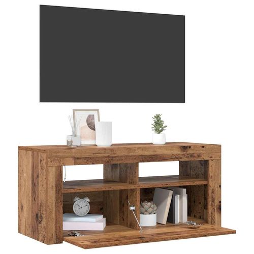 Szafka pod TV z oświetleniem LED, stare drewno, 90x35x40 cm na Arena.pl