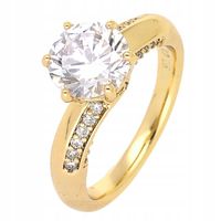 Pierścionek Cyrkonie szlif Brylantowy Stal chirurgiczna pozłacana r 19