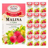 Malwa Herbatka owocowo-ziołowa malina z lipą 40 g (20 x 2 g) x 12 sztuk