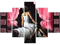 70 100CM OBRAZ 5 ELEM PIĘKNA DZIEWCZYNA CZERWIENI DRUK PŁÓTNO