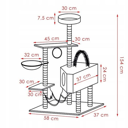 DRAPAK DLA KOTA KOTÓW WYSOKI DUŻY WIEŻA LEGOWISKO DOMEK 7 POZIOMÓW SŁUPEK na Arena.pl