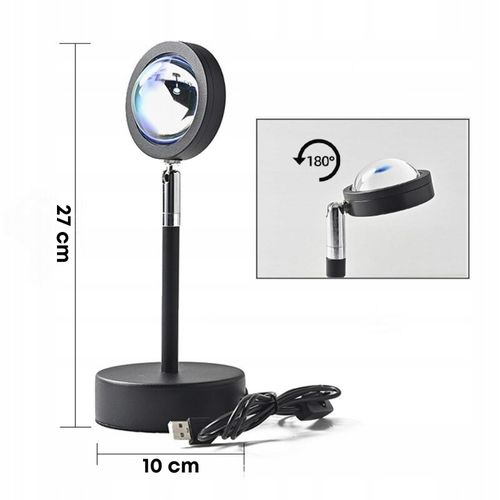 LAMPKA PROJEKTOR LED ZACHÓD SŁOŃCA 16 KOLORÓW LAMPA NOC PREZENT WALENTYNKI na Arena.pl