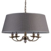 Żyrandol LAMPA wisząca ZANOBI PND-43272-5A Italux abażurowa OPRAWA zwis na łańcuchu klasyczny brąz antyczny szary