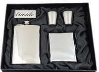 Srebrna Piersiówka + Papierośnica + Kieliszki w Zestawie na Prezent Gentelo