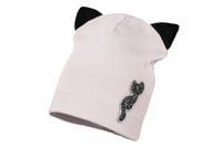 Jamiks WAIMEA czapka prążkowana dla dziewczynki kotek jasny pudrowy róż 54-56