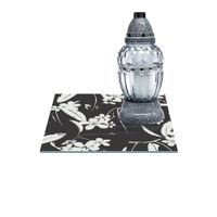 SZKLANA PODSTAWKA POD ZNICZE Z DEDYKACJĄ 40x40cm Kwiaty 363h