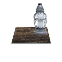 SZKLANA PODSTAWKA POD ZNICZE Z DEDYKACJĄ 35x35cm Drewno 43g