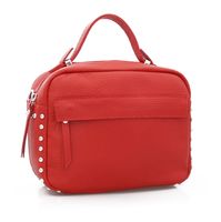 VERA PELLE torebka skórzana kuferek listonoszka z paskiem V167 czerwona