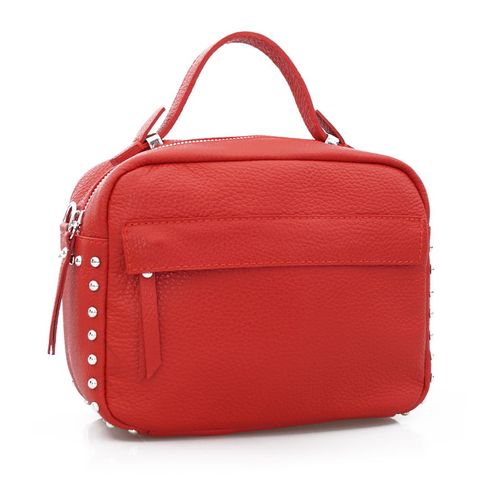 VERA PELLE torebka skórzana kuferek listonoszka z paskiem V167 czerwona na Arena.pl