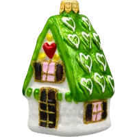 Bombka choinkowa szklana: Domek z serduszkami: zielony