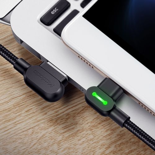 MCDODO KABEL KĄTOWY 90° USB-C SZYBKIE ŁADOWANIE DWUSTRONNY USB TYP C LED 2M na Arena.pl