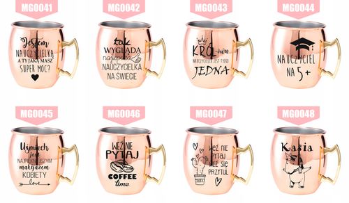 Kubek koktajlowy z uchem ze stali z grawerem PREZENT Z TWOIM IMIENIEM na Arena.pl