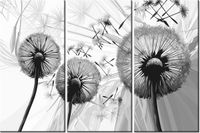 60 90CM OBRAZ 3 ELEM DMUCHAWCE SZAROŚCIACH DRUK PŁÓTNO RAMA