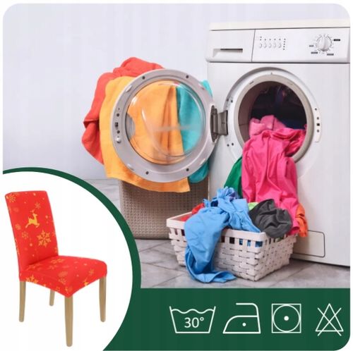 ZESTAW 6 SZT POKROWIEC NA KRZESŁO CZERWONY ŚWIĄTECZNE WZORY ELASTYCZNY UNIW na Arena.pl