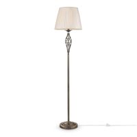 Abażurowa LAMPA stojąca GRACE RC247-FL-01-R Maytoni plisowana OPRAWA podłogowa z włącznikiem organza złota biała