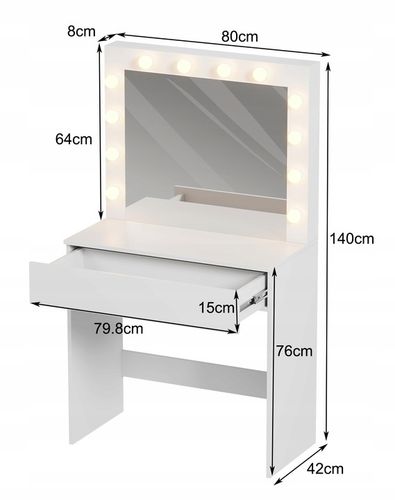 Toaletka kosmetyczna z oświetlniem LED z lustrem do makijażu + na Arena.pl