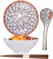 MISKA NA RAMEN CERAMIKA KOMPLETNY ZESTAW MISKA ŁYŻKA ZESTAW PAŁECZEK 1100ml