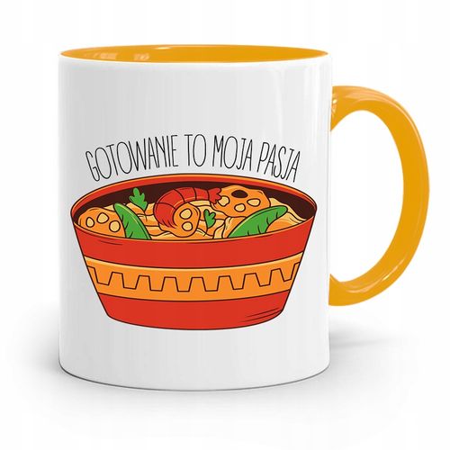 Kubek Żółty Dla Kucharza Gotowanie To Moja Pasja Z Nadrukiem Ze Zdjęciem na Arena.pl